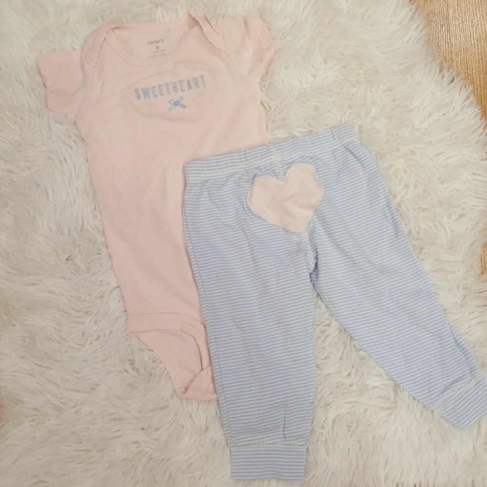 Pink and Blue sweetheart 9m Carter's outfit